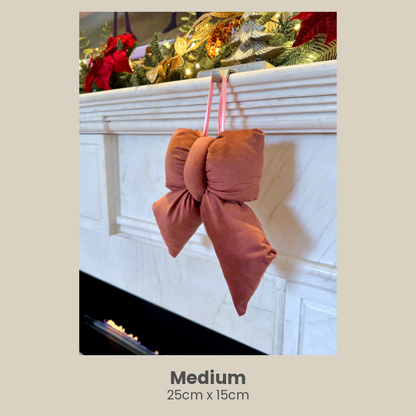 Mauve Pink Velvet Plush Bow