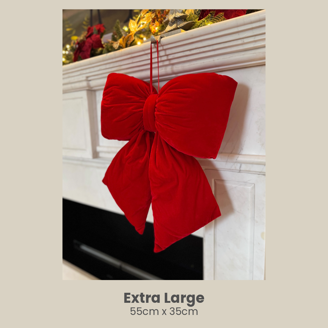 Christmas Red Velvet Plush Bow - Various Sizes