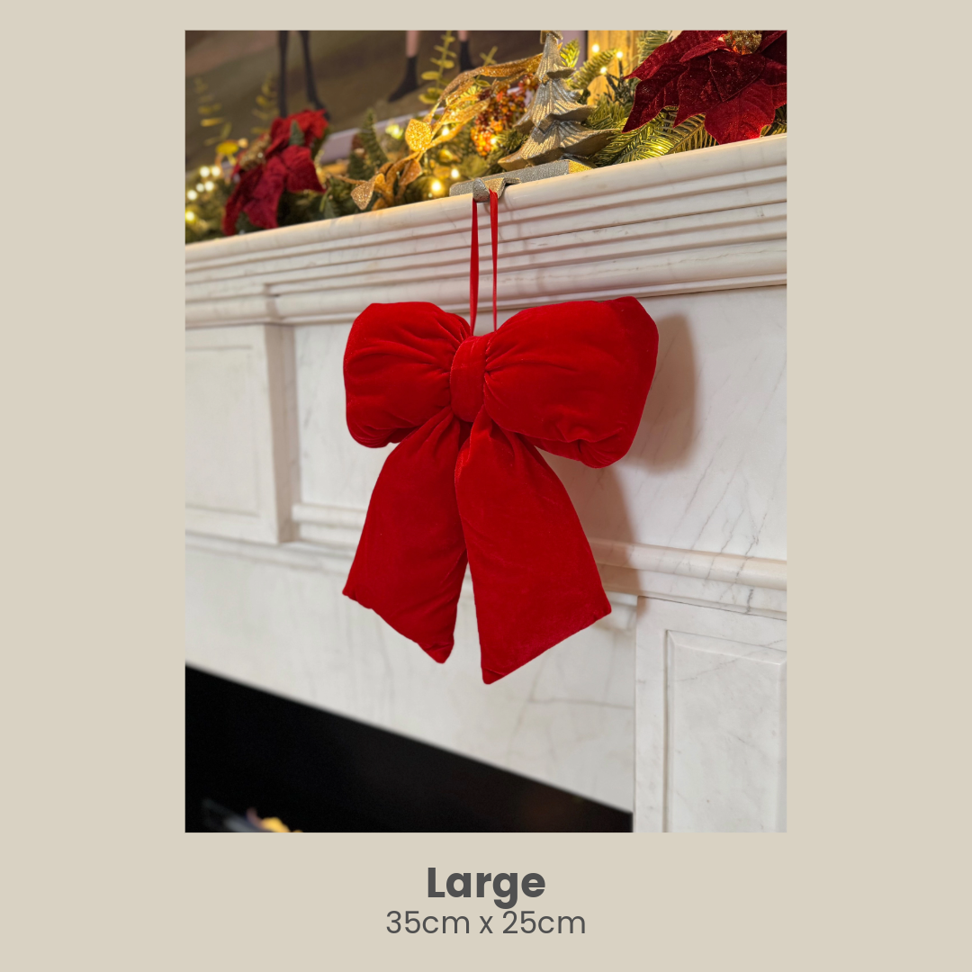 Christmas Red Velvet Plush Bow - Various Sizes