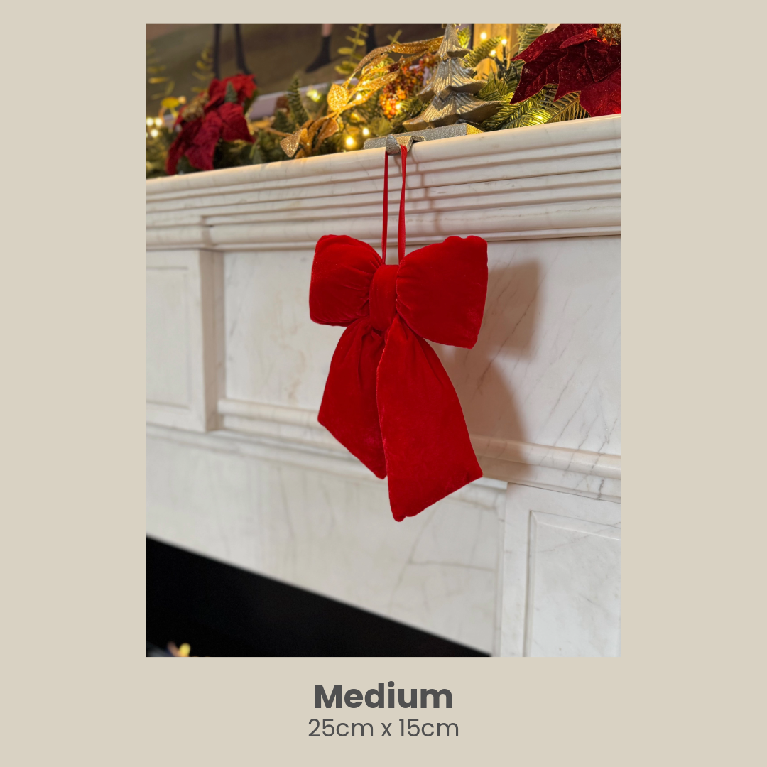 Christmas Red Velvet Plush Bow - Various Sizes