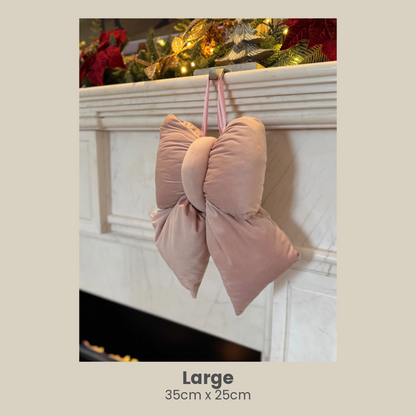 Powder pink plush velvet decorative bow
