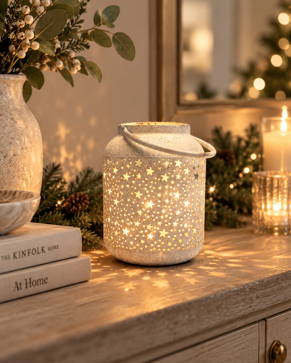 Vintage Mottled White Star Lantern