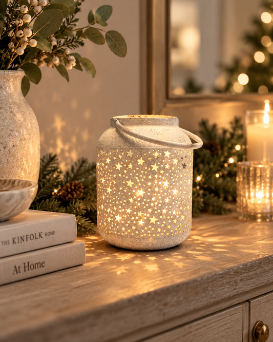 Vintage Mottled White Star Lantern