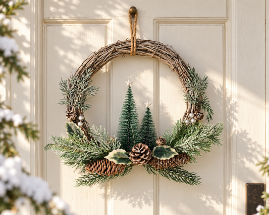 The Winter Woodland – Handmade Whitewashed Christmas Wreath, 45cm