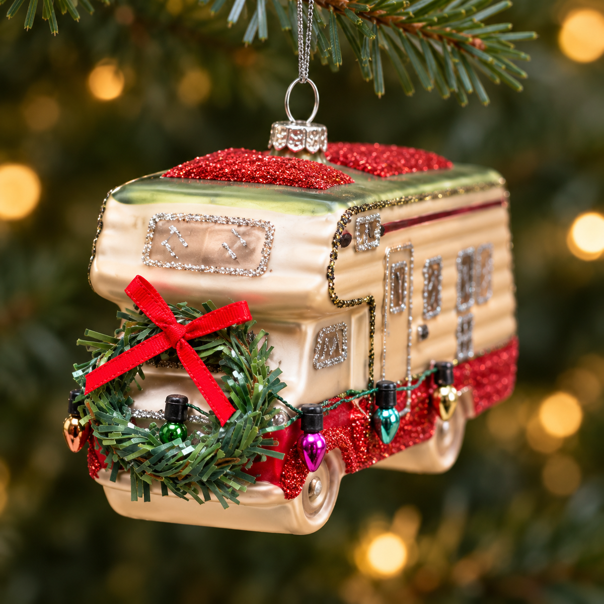 Glass Camper Van Christmas Bauble – 11cm