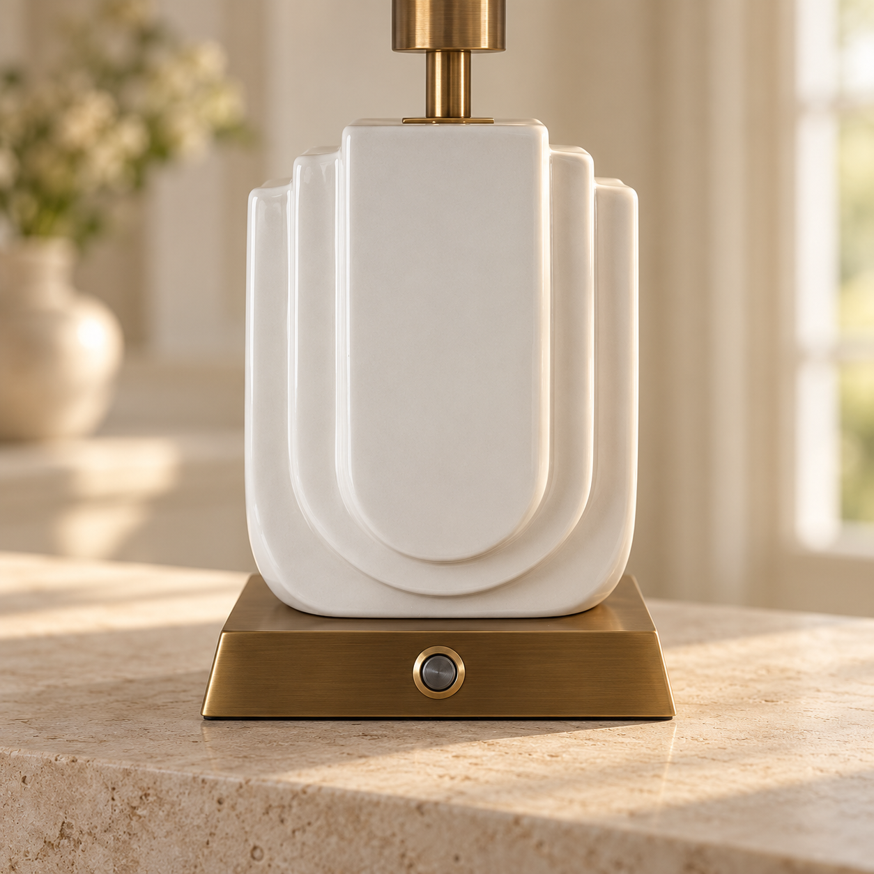 belgravia lamp base and circular control button detail