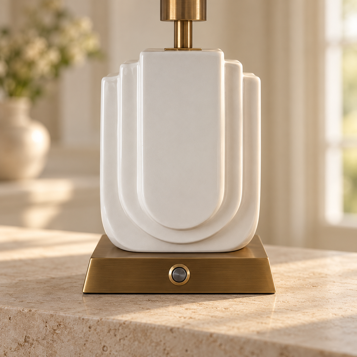 belgravia lamp base and circular control button detail