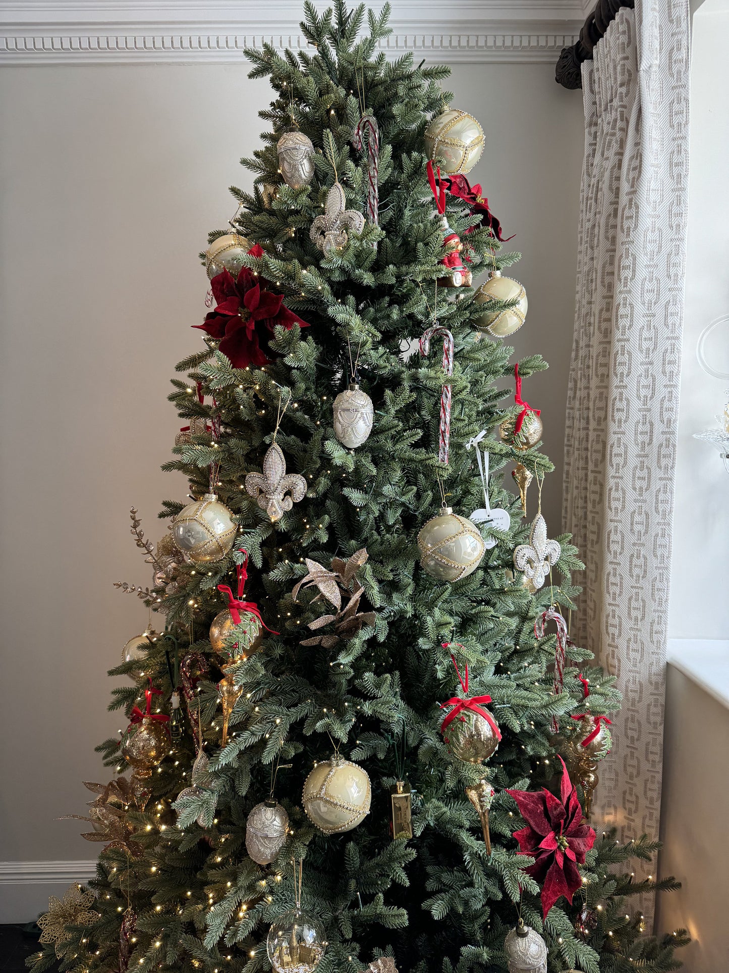 Hand Decorated Glass Egg Bauble in Champagne