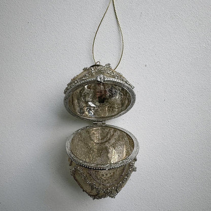 Hand Decorated Glass Egg Bauble in Champagne