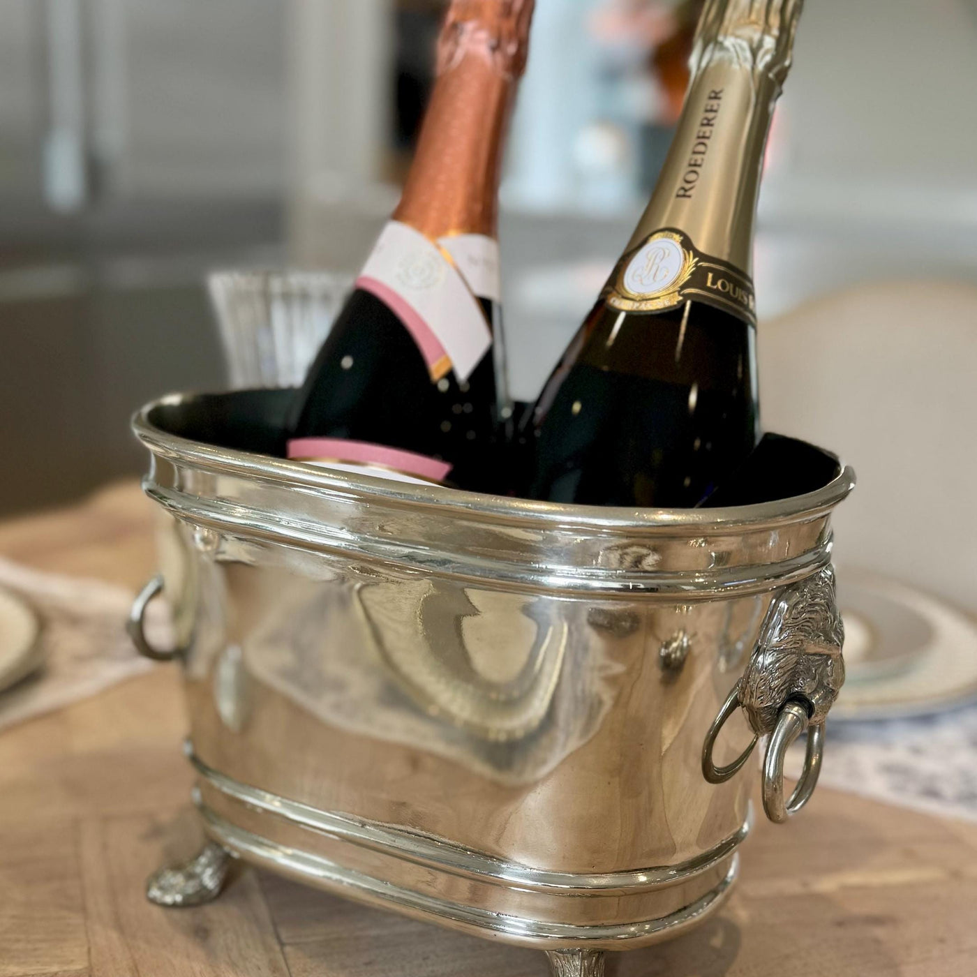 Lion Champagne Bucket in Pewter