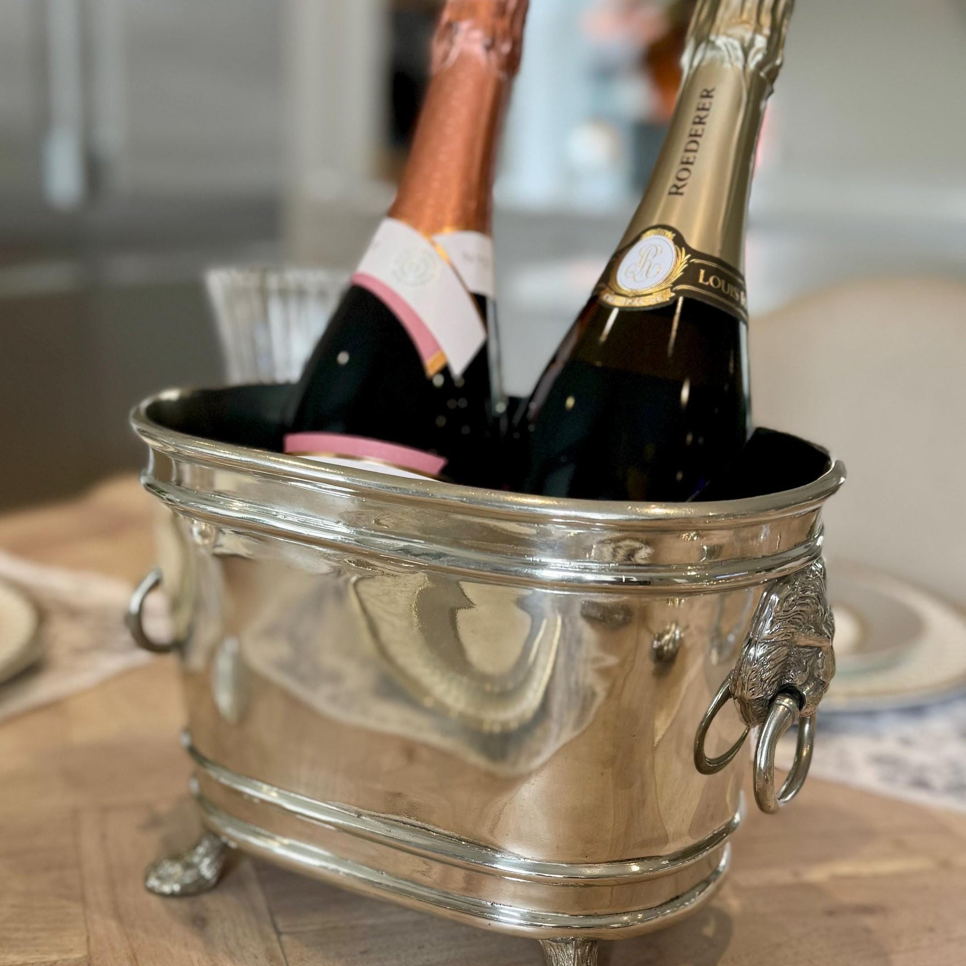 Lion Champagne Bucket in Pewter