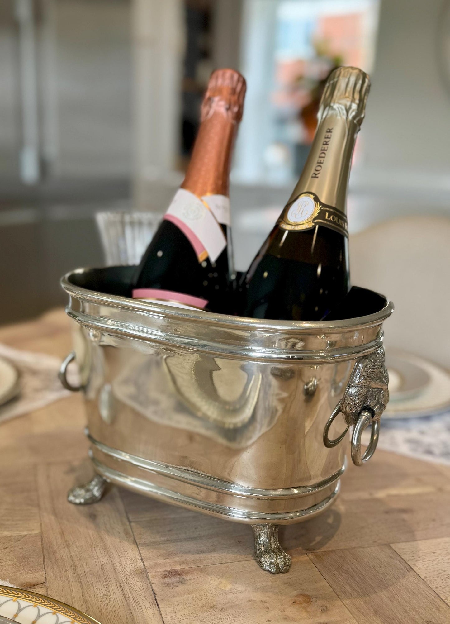 Lion Champagne Bucket in Pewter