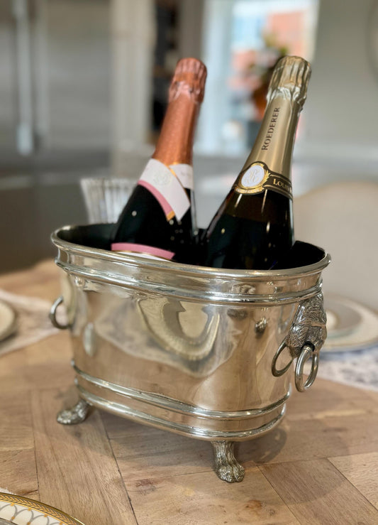 Lion Champagne Bucket in Pewter