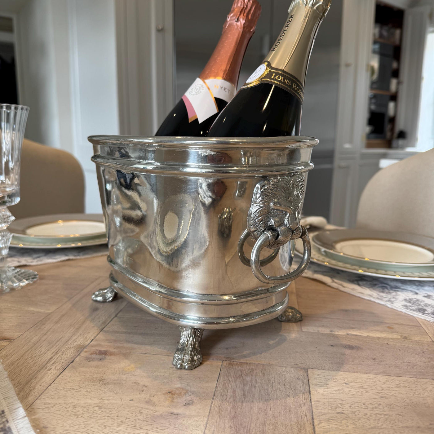 Lion Champagne Bucket in Pewter