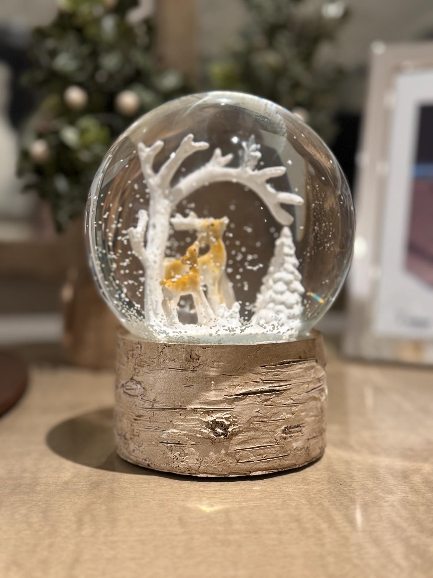 Deer & Woodland Christmas Snow Globes in various sizes - Luxury Holiday Decor