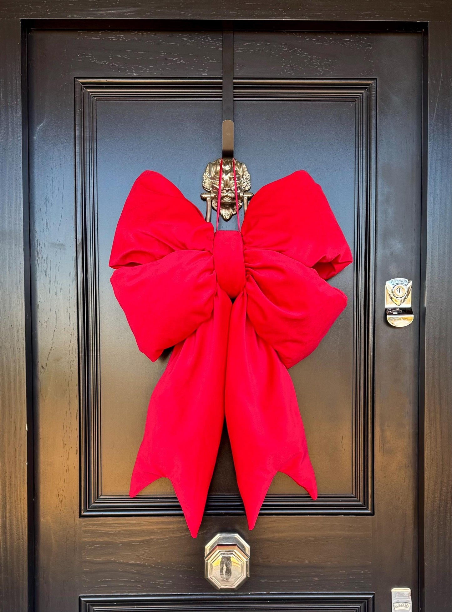 Red Velvet Double Plush Bow - Decor for Doors and Christmas Trees 85cm