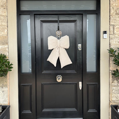 Handmade Beige Velvet Plush Bow - Decor for Doors and Christmas Trees in Various Sizes