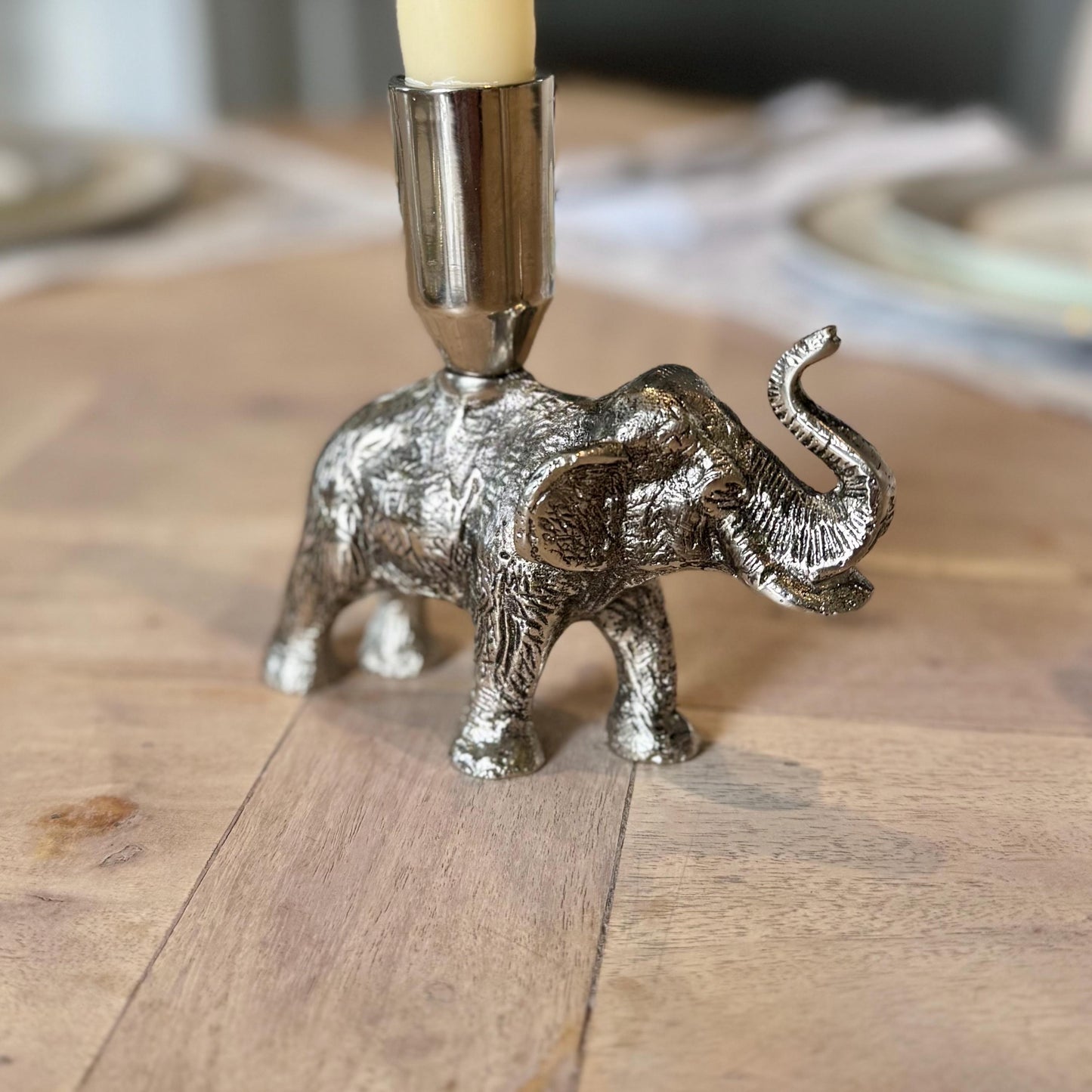 Elephant Candle Holder in brushed aluminium