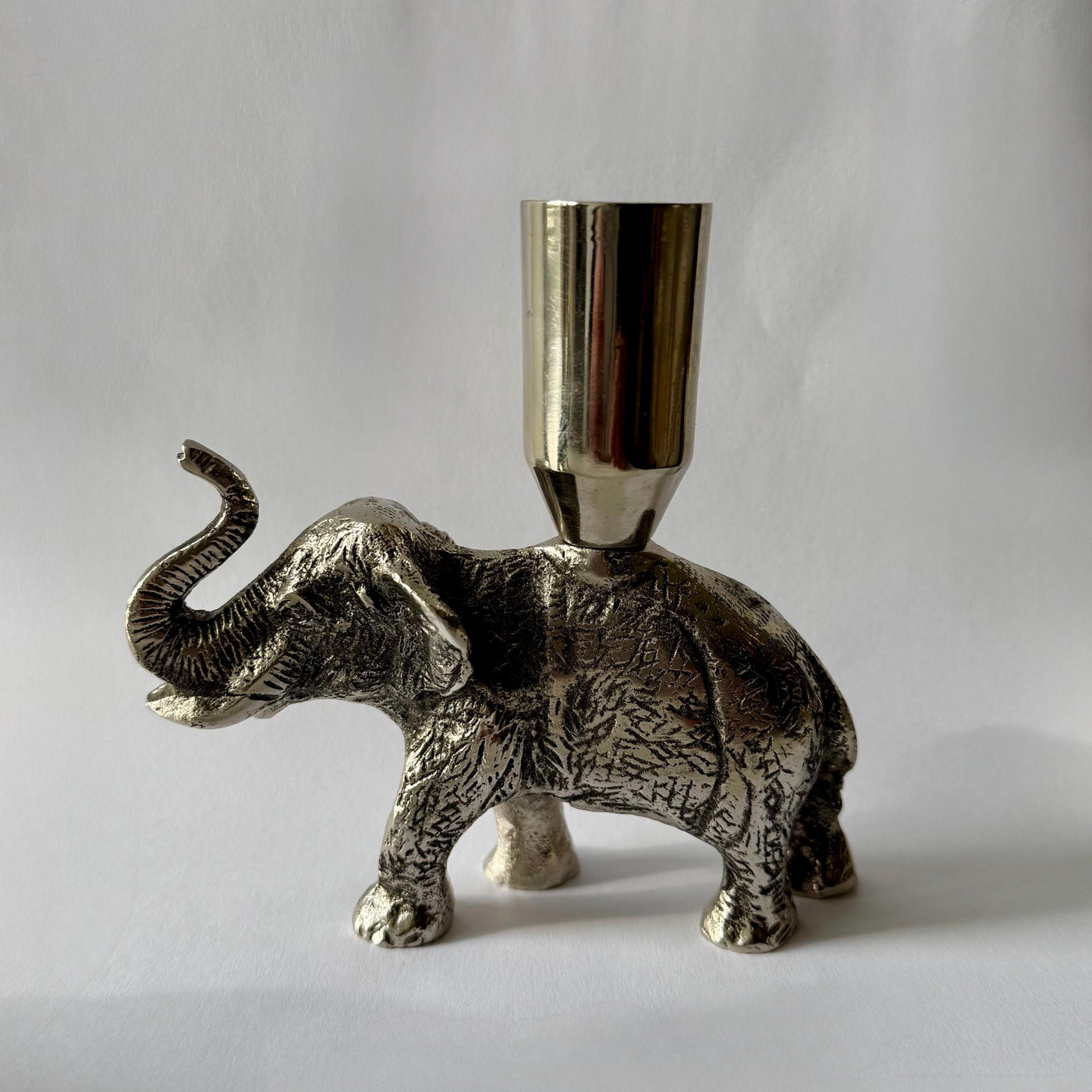 Elephant Candle Holder in brushed aluminium