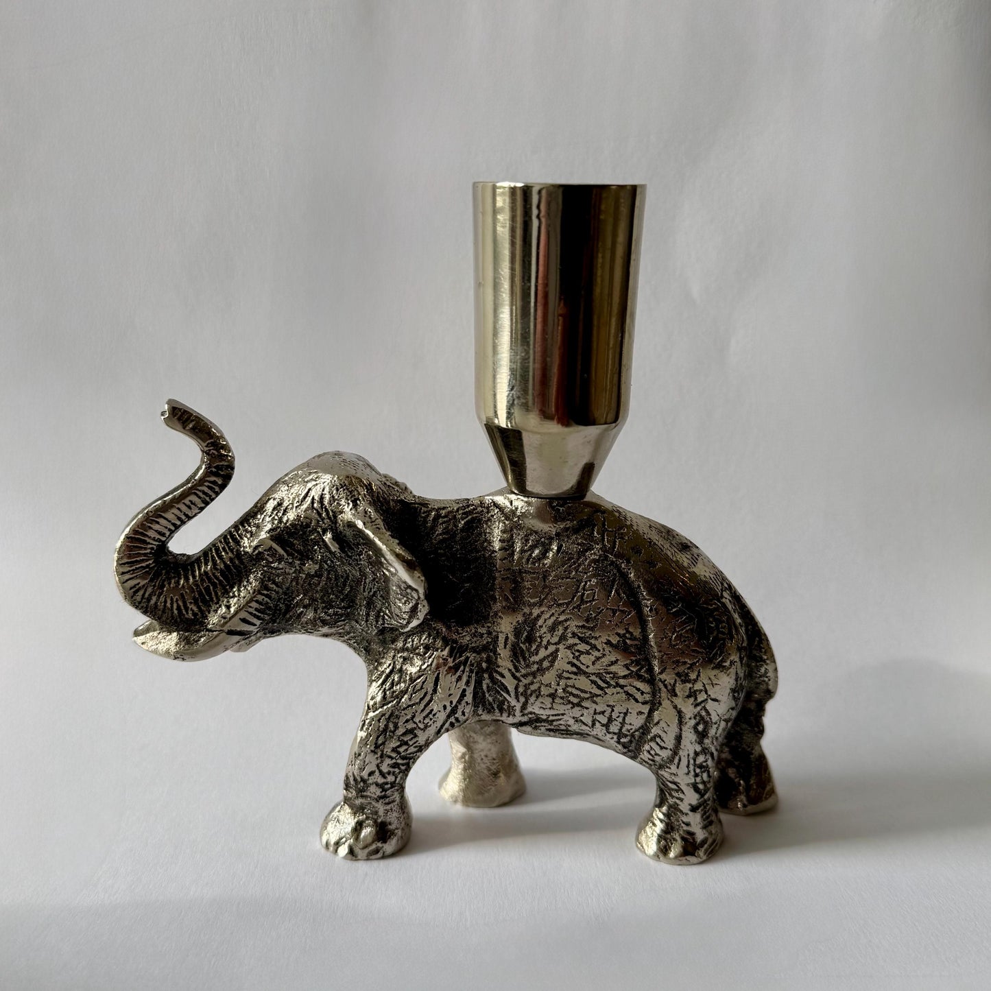 Elephant Candle Holder in brushed aluminium