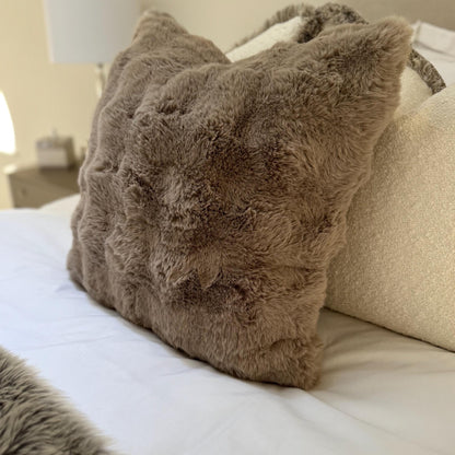 Supersoft Faux Fur Cushion – Beige, Mink, Grey & Green
