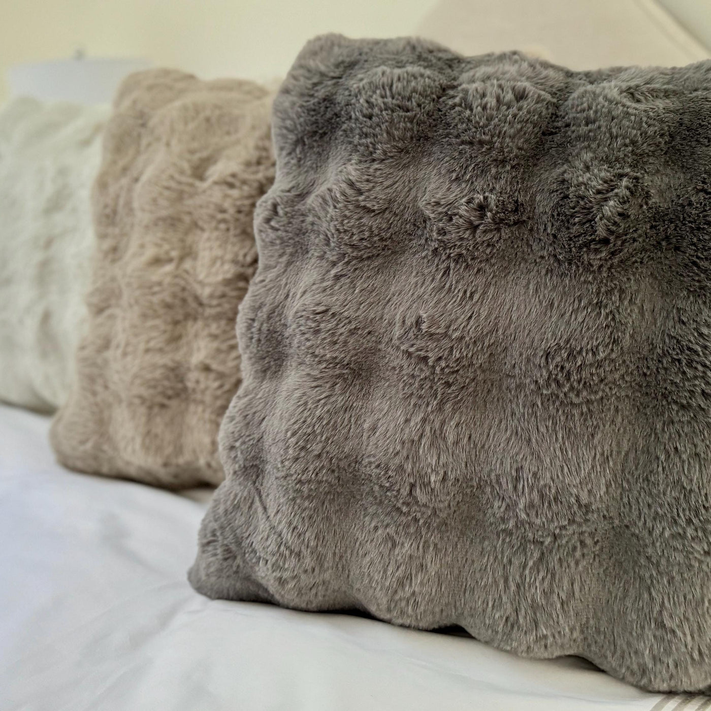 Supersoft Faux Fur Cushion – Beige, Mink, Grey & Green – Mink