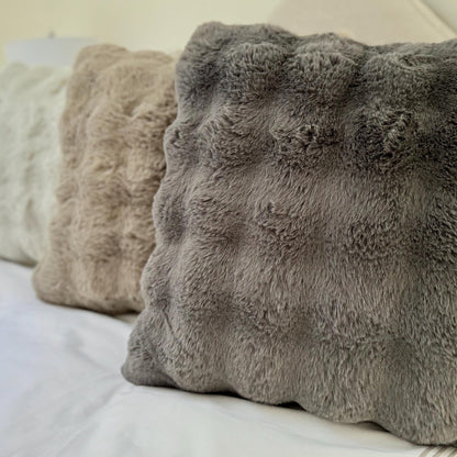 Supersoft Faux Fur Cushion – Beige, Mink, Grey & Green – Mink