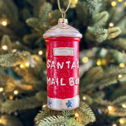 Santas Mailbox Christmas Bauble – Red Glitter Postbox Ornament