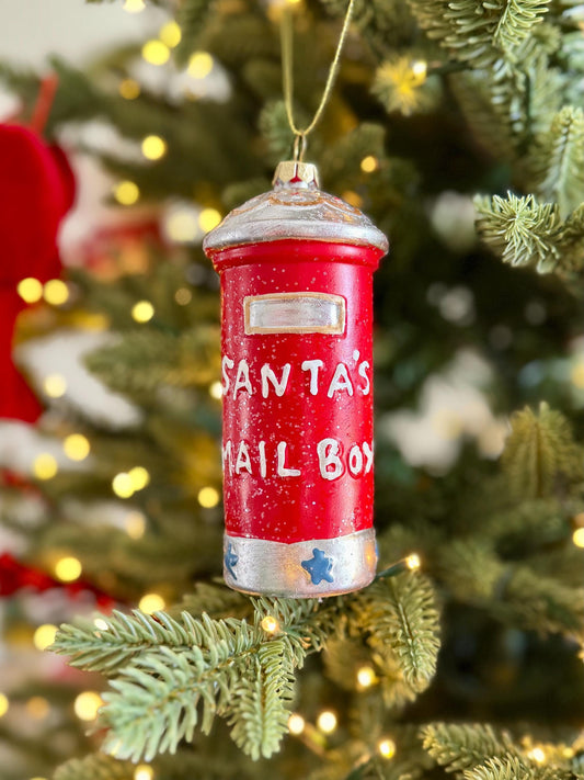 Santas Mailbox Christmas Bauble - Red Glitter Postbox Ornament
