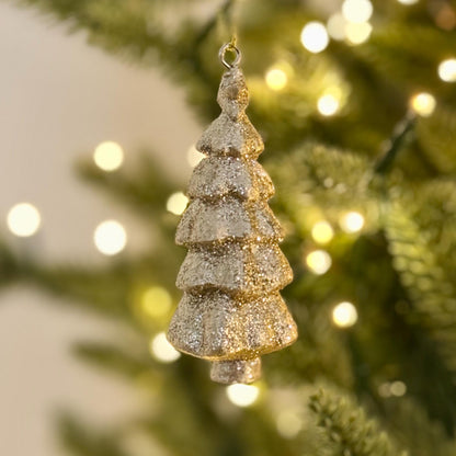 Gold Glittered Christmas Tree Bauble – Luxury Resin Decoration