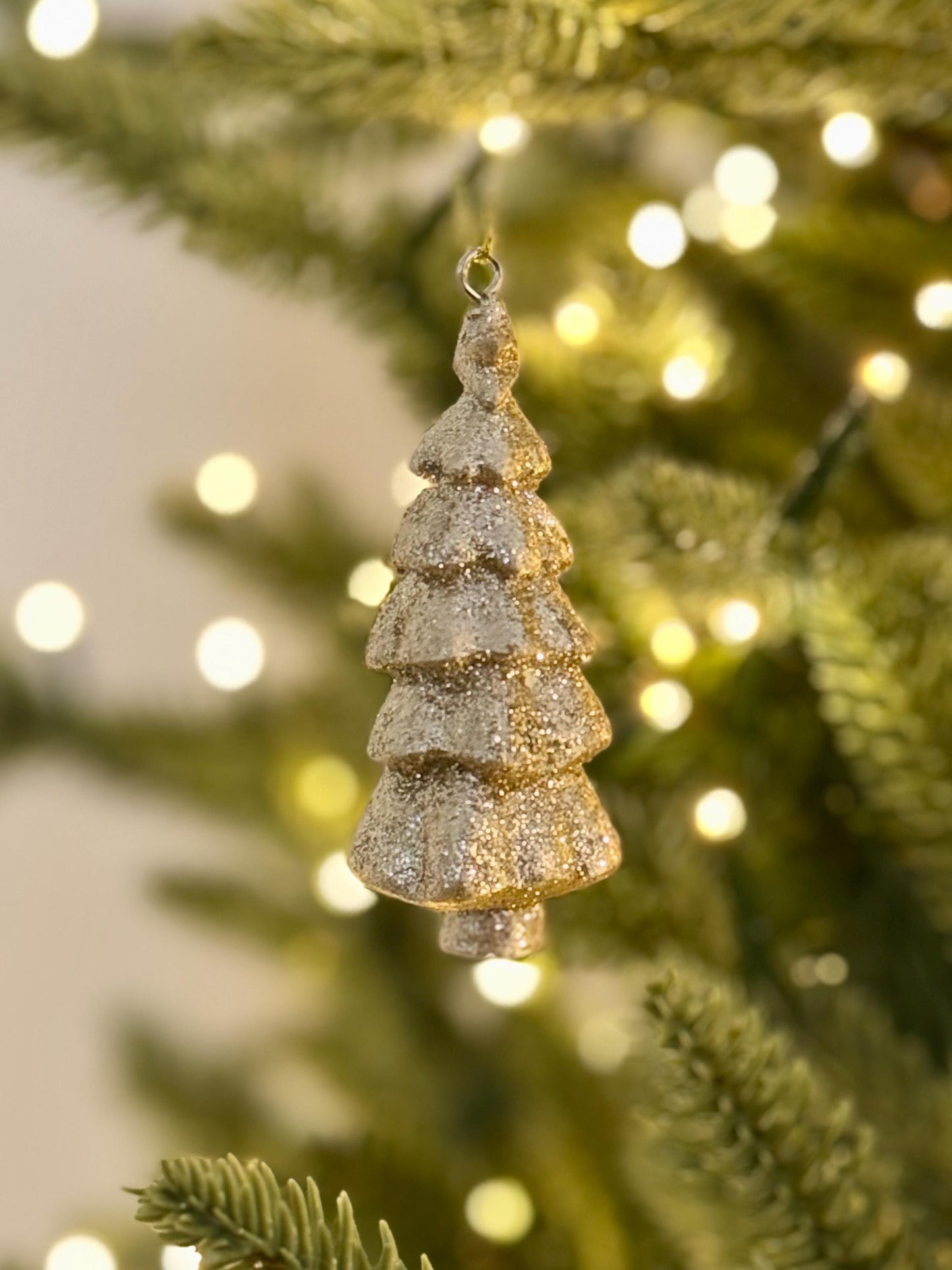 Gold Glittered Christmas Tree Bauble - Luxury Resin Decoration