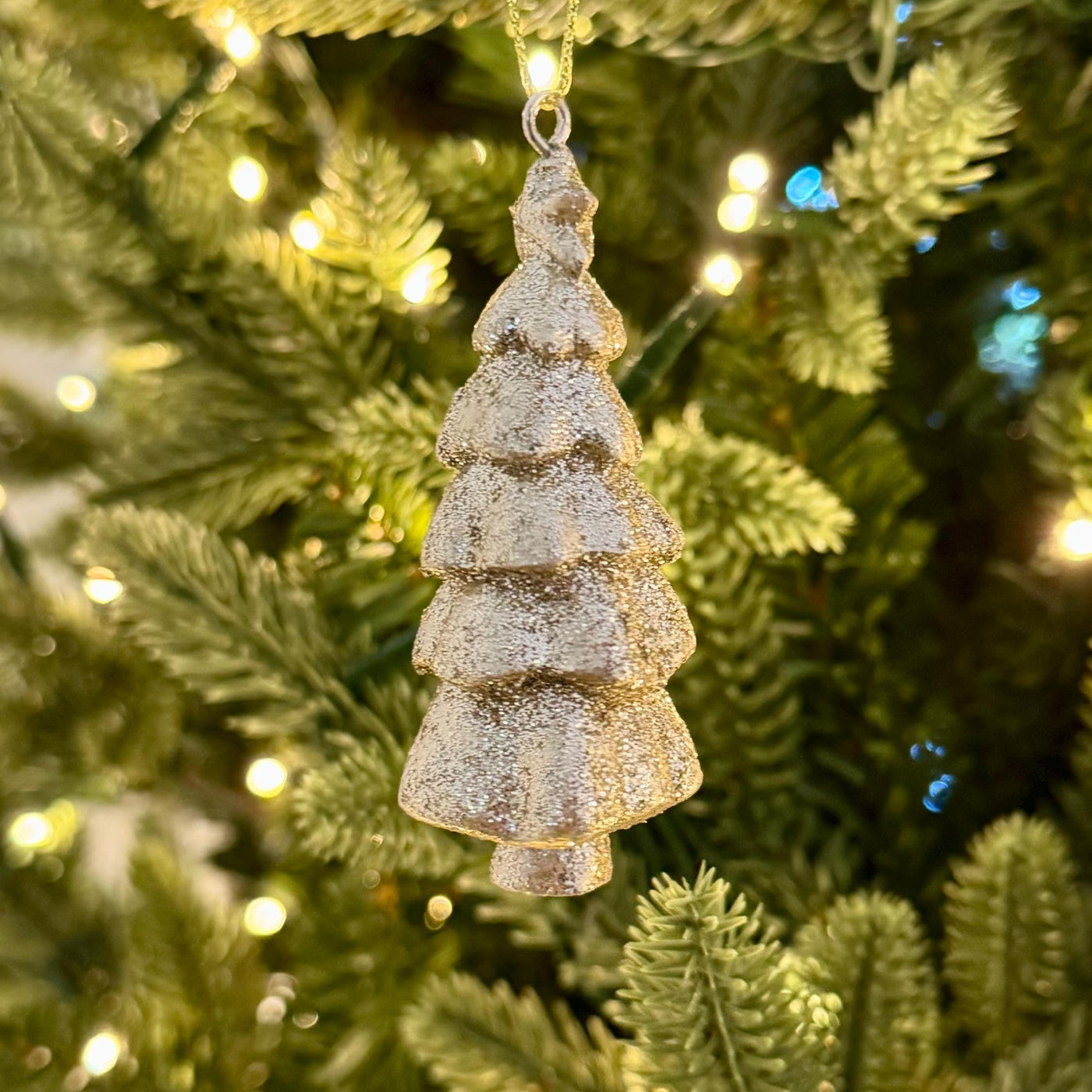 Gold Glittered Christmas Tree Bauble – Luxury Resin Decoration