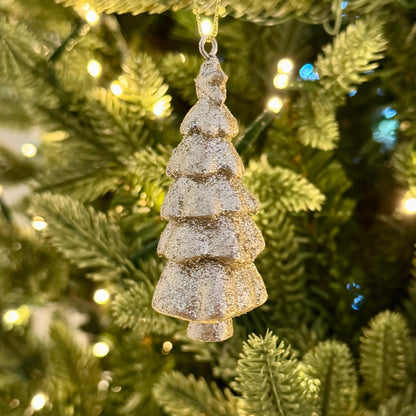 Gold Glittered Christmas Tree Bauble – Luxury Resin Decoration