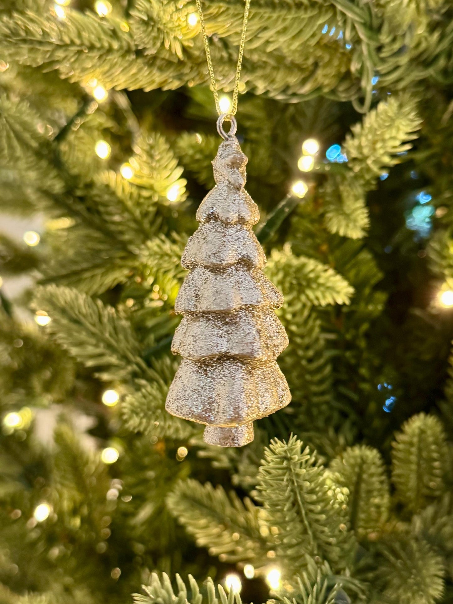 Gold Glittered Christmas Tree Bauble - Luxury Resin Decoration