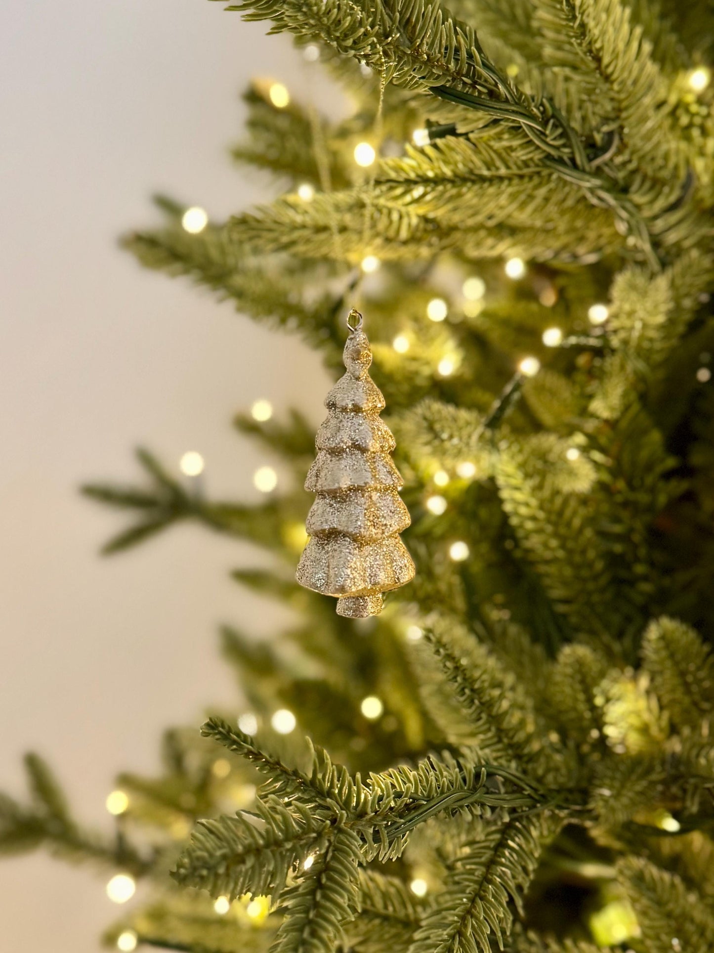 Gold Glittered Christmas Tree Bauble - Luxury Resin Decoration