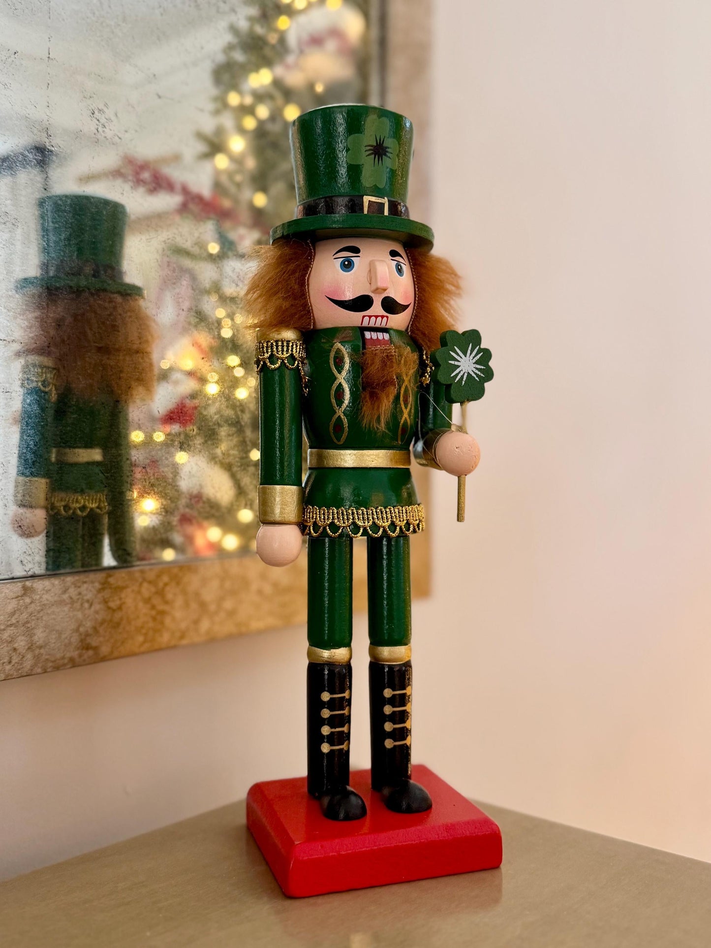 Hand Painted 30cm Green Irish Nutcracker