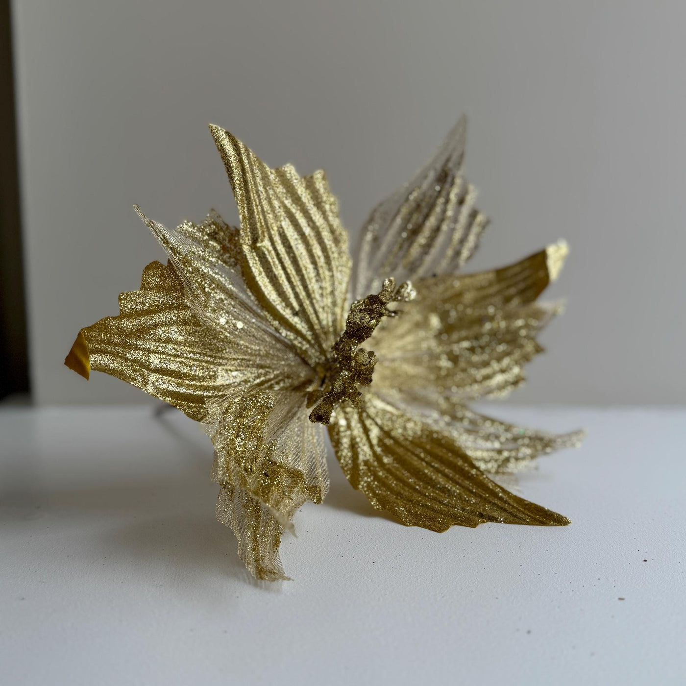 Gold Poinsettia Flower with stem