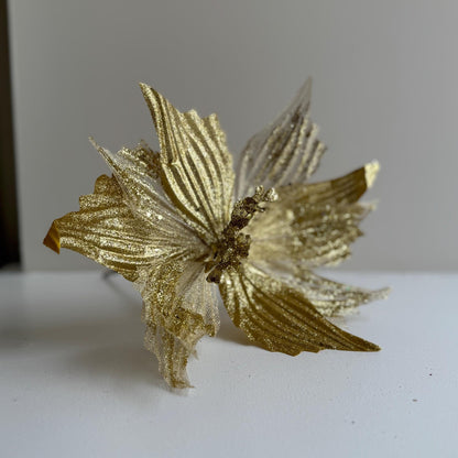 Gold Poinsettia Flower with stem
