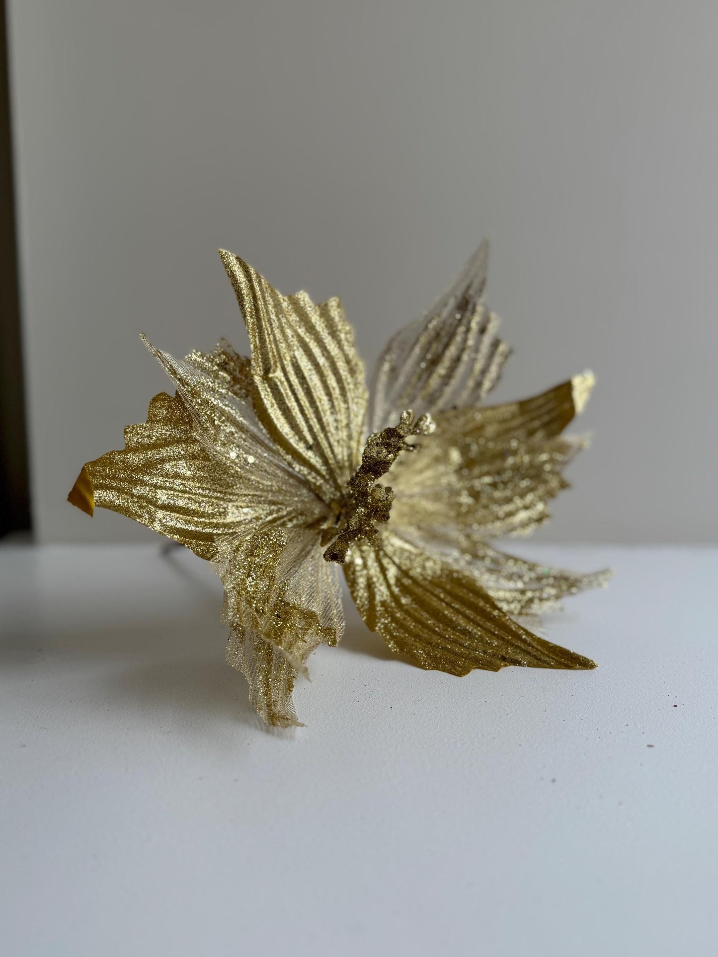 Gold Poinsettia Flower with stem