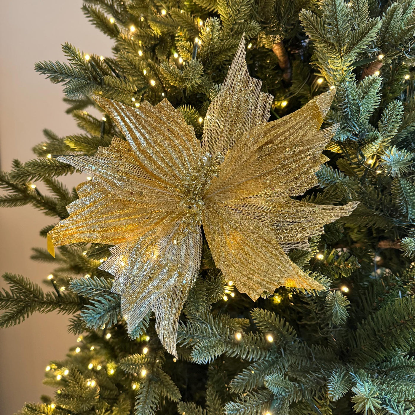 Gold Poinsettia Flower with stem