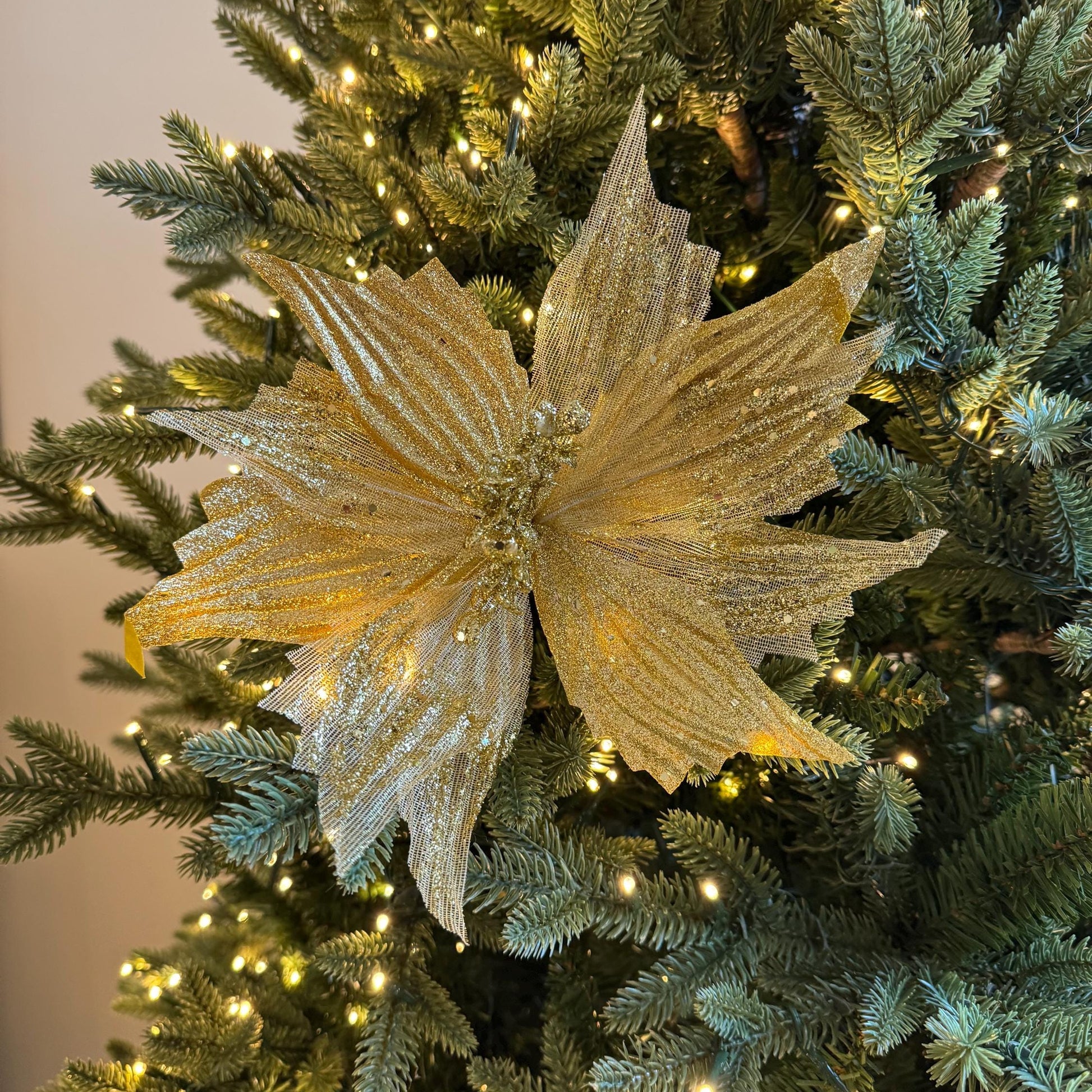 Gold Poinsettia Flower with stem