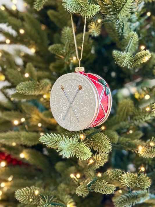Red and White Drum Christmas Bauble -  Christmas Tree, Wreath, Decoration