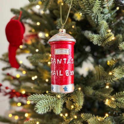 Santas Mailbox Christmas Bauble – Red Glitter Postbox Ornament