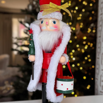Large Hand-Painted Santa Nutcracker 35cm – Traditional Christmas Decoration