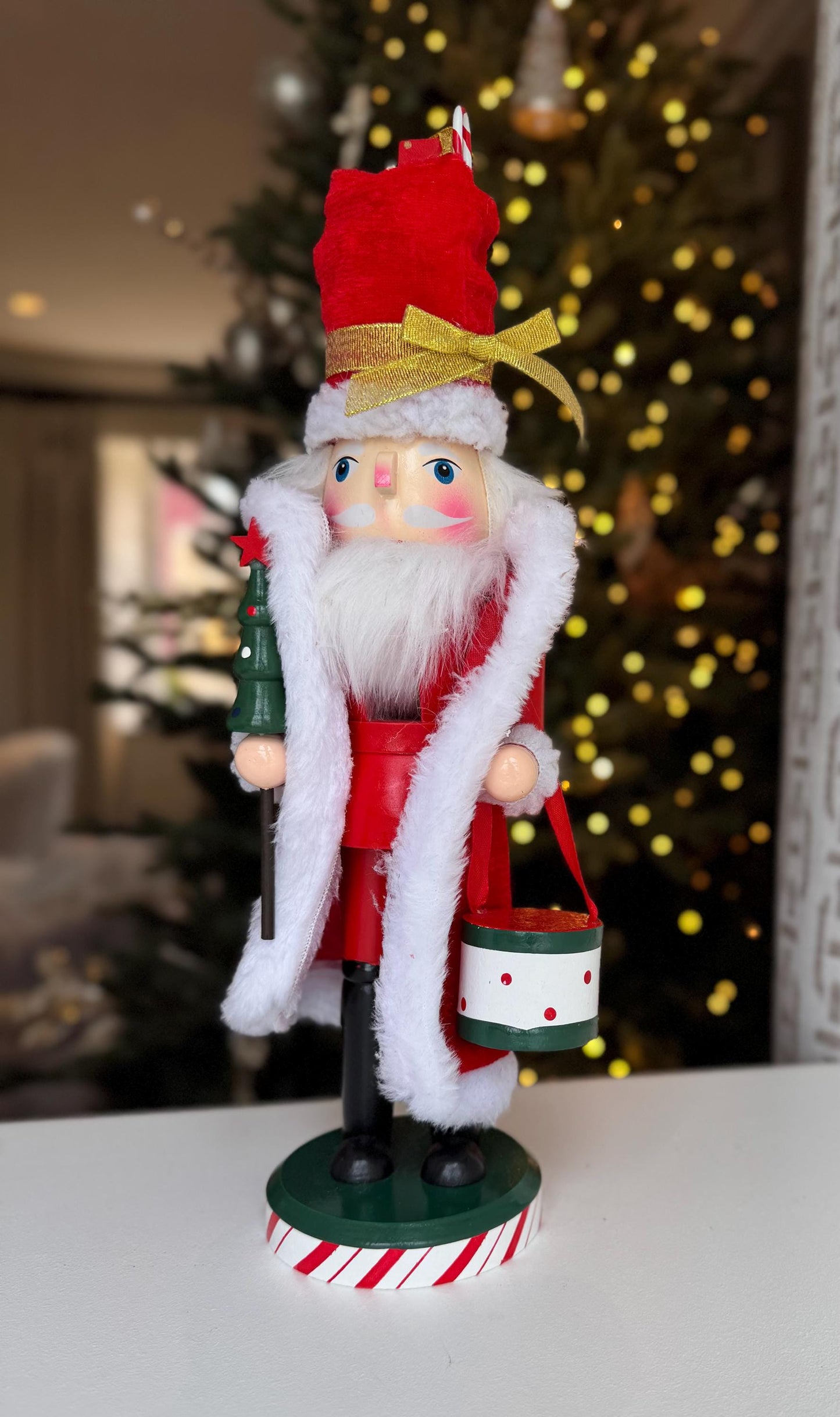 Large Hand Painted Santa Nutcracker 35cm - Traditional Christmas Decoration