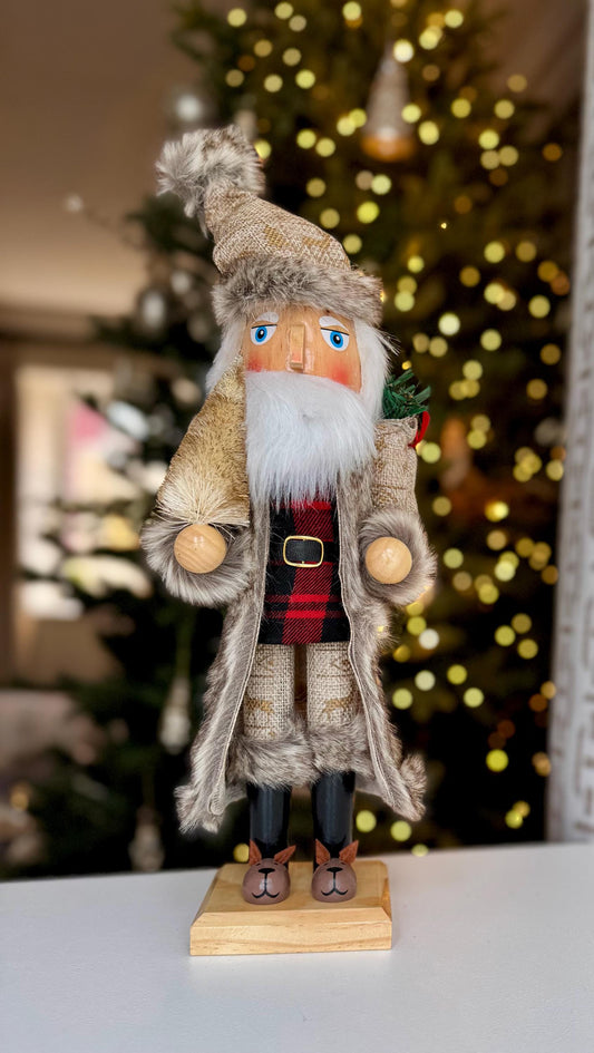 Large Hand Painted Rustic Wizard Nutcracker 38cm - Traditional Christmas Decoration