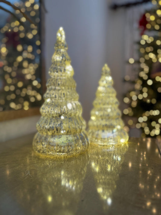 Mottled Glass Light Up Christmas Trees in Gold - Various Sizes
