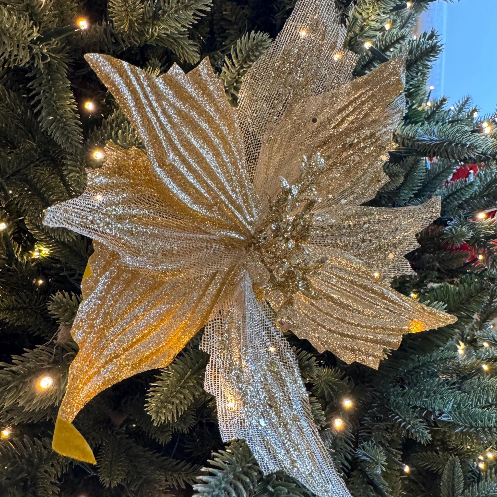 Gold Poinsettia Flower with stem