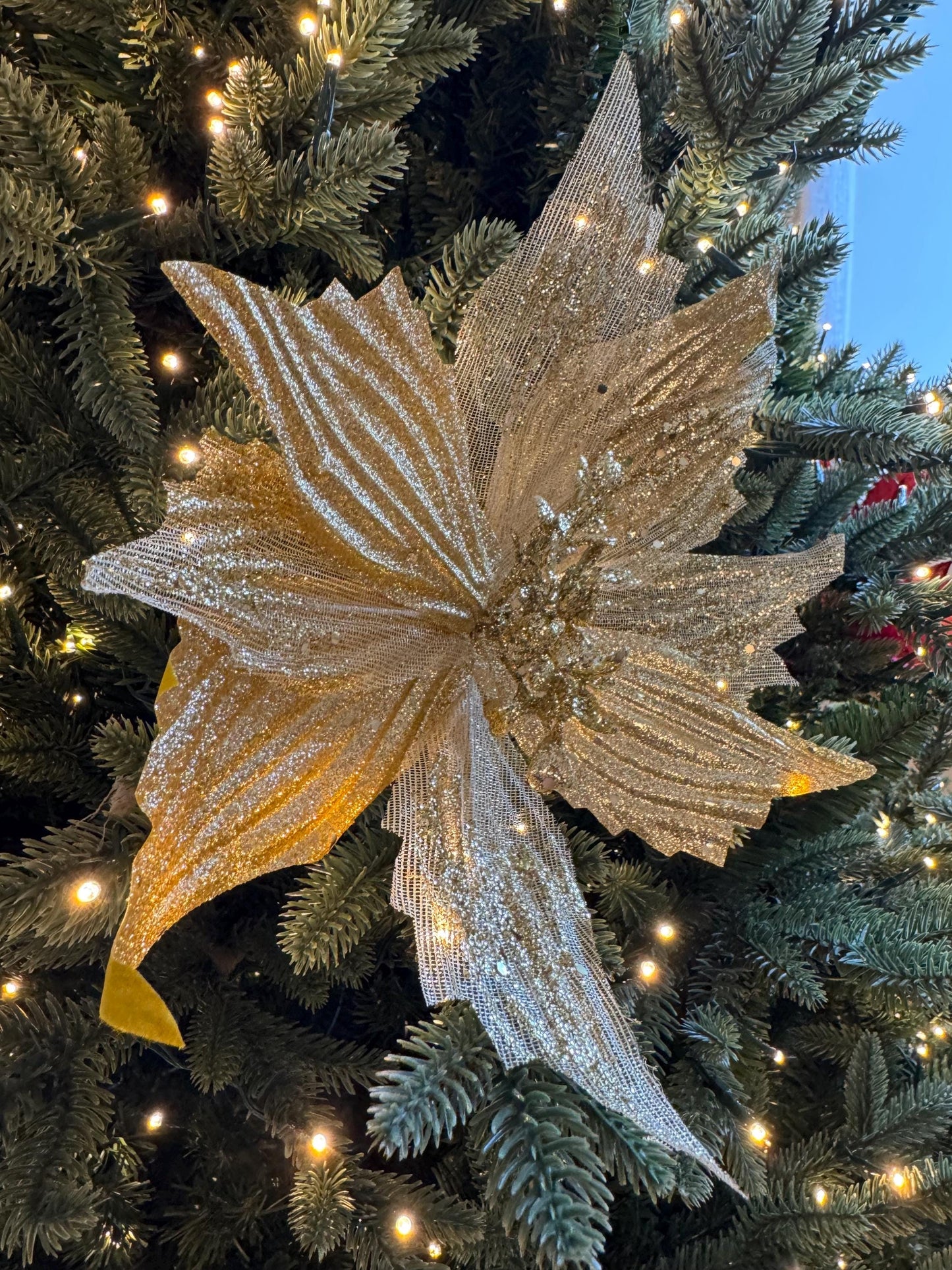 Gold Poinsettia Flower with stem