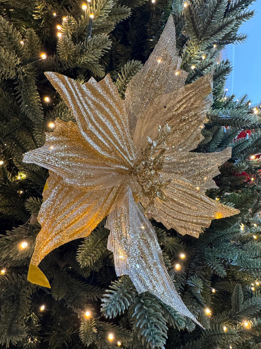 Gold Poinsettia Flower with stem